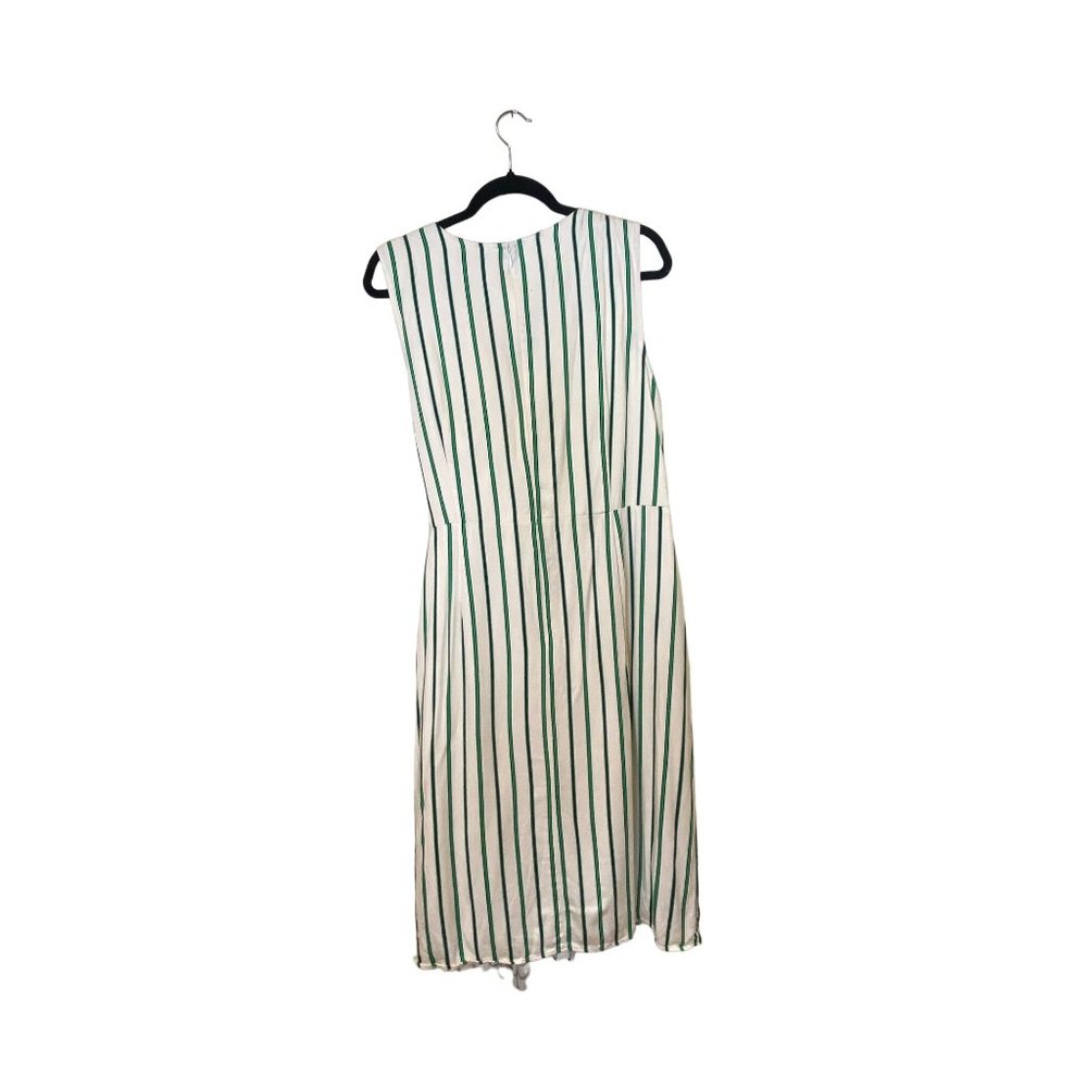 Halogen Draped Faux Wrap Striped Green White Dress L Green White Lined - Picture 7 of 16